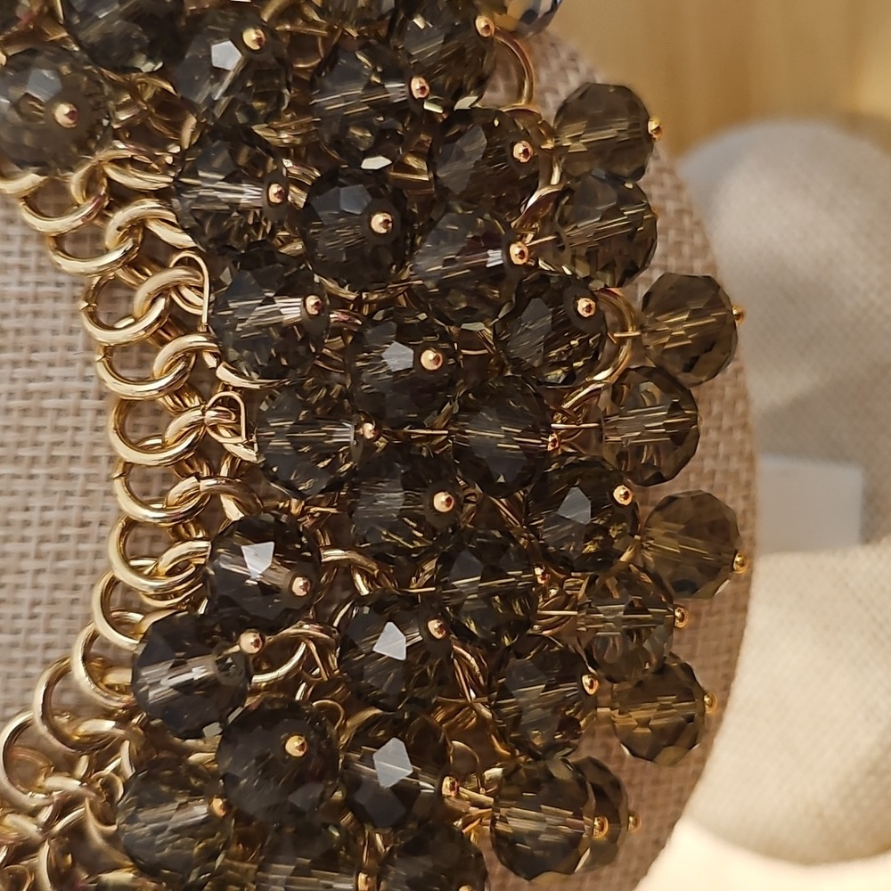 Sweet Romance Gold and Brown Statement Necklace. - Picture 3 of 5